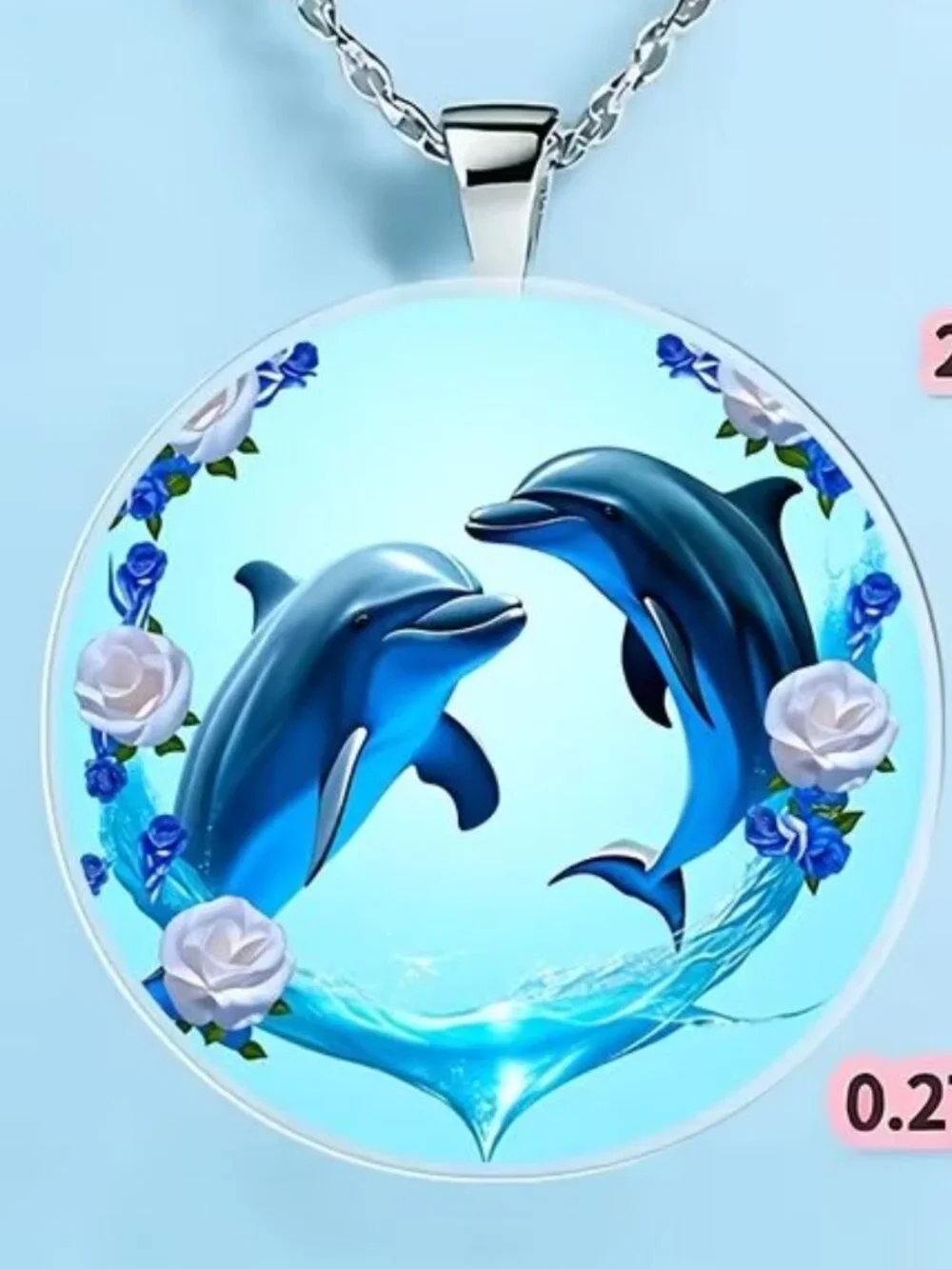 Round Acrylic DOLPHIN Pendant Necklace